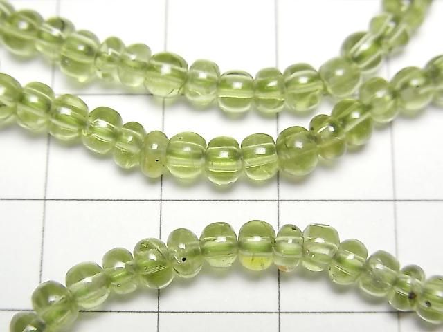 【動画】ペリドットAAA- ロンデル(ボタン)4×4×2mm 1連(ブレス) サムネイル2