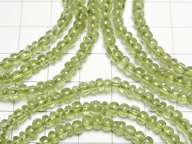 【動画】ペリドットAAA- ロンデル(ボタン)4×4×2mm 1連(ブレス) サムネイル3