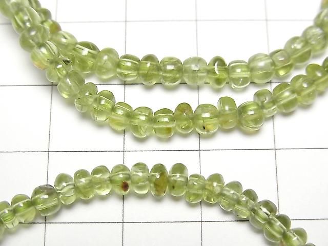 【動画】ペリドットAA++ ロンデル(ボタン)4×4×2mm 1連(ブレス) サムネイル2
