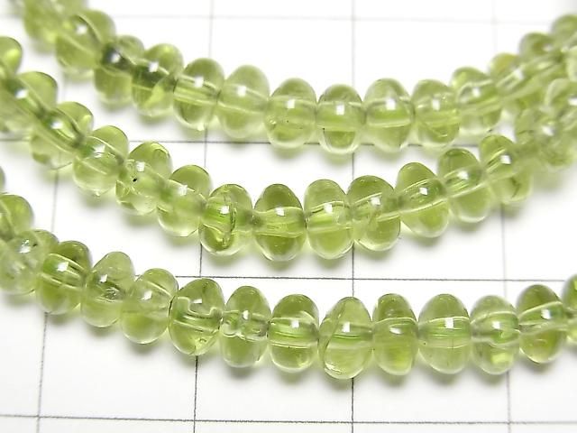 【動画】ペリドットAAA- ロンデル(ボタン)5×5×3mm 1連(ブレス) サムネイル2