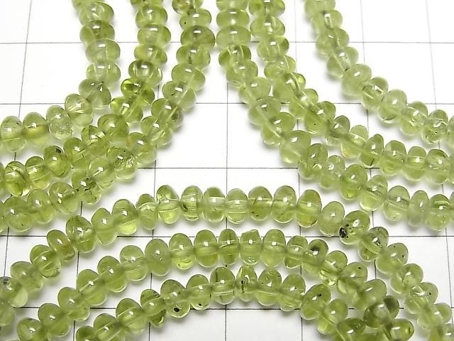 【動画】ペリドットAAA- ロンデル(ボタン)5×5×3mm 1連(ブレス) サムネイル3