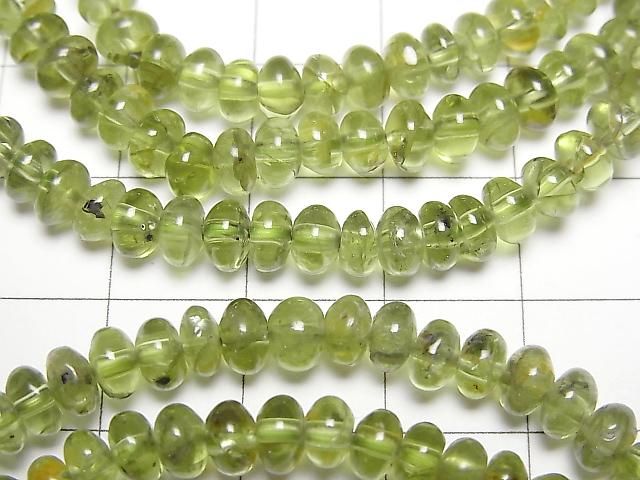 【動画】ペリドットAA++ ロンデル(ボタン)5×5×3mm 1連(ブレス) サムネイル2