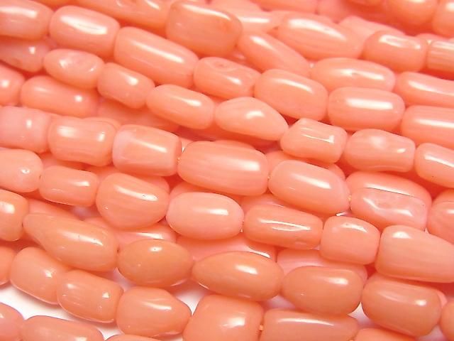 【動画】ピンクオレンジコーラル(染) タンブル 1連(約38cm)の画像