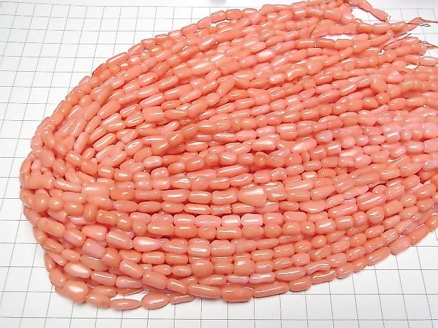 【動画】ピンクオレンジコーラル(染) タンブル 1連(約38cm) サムネイル4