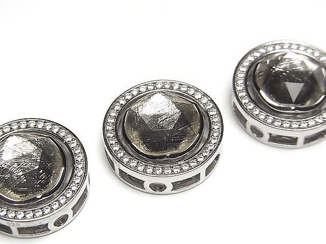 【動画】メテオライト(ムオニナルスタ隕石) 枠留めラウンド スルータイプ シルバー SILVER925製の画像