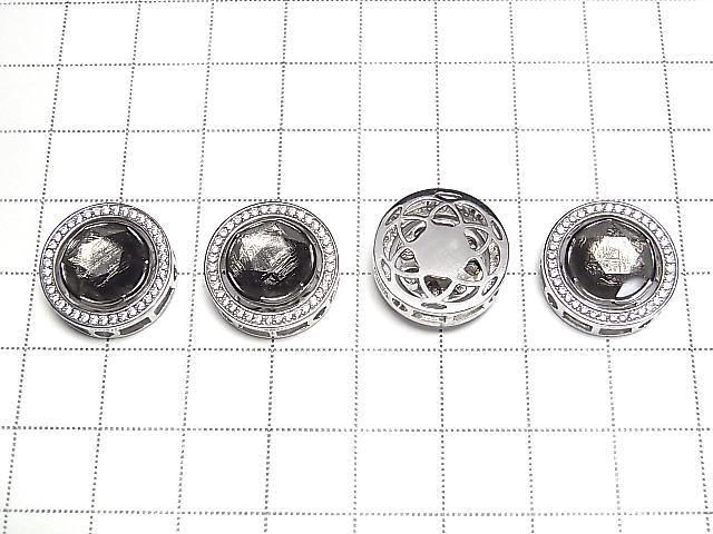 【動画】メテオライト(ムオニナルスタ隕石) 枠留めラウンド スルータイプ ブラック SILVER925製 サムネイル4