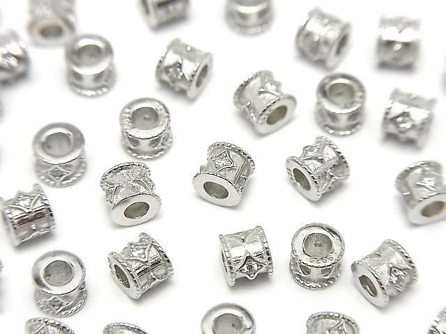 Silver925 ロンデル4×4×3.5mm(CZ付) ロジウム 2個の画像