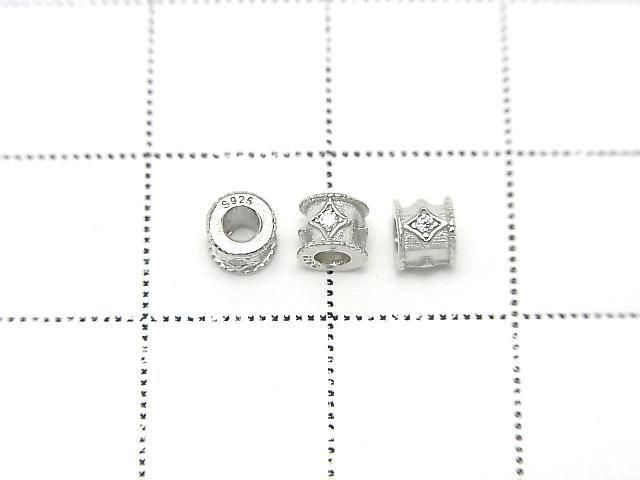 Silver925 ロンデル4×4×3.5mm(CZ付) ロジウム 2個 サムネイル2