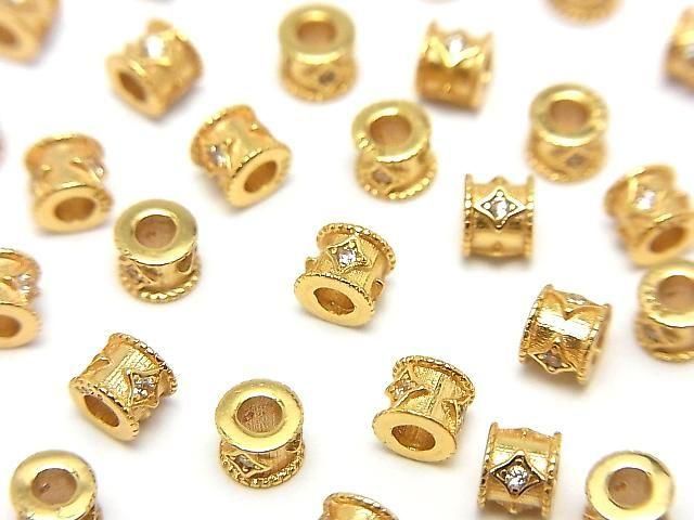 Silver925 ロンデル4×4×3.5mm(CZ付) 18KGP 2個の画像