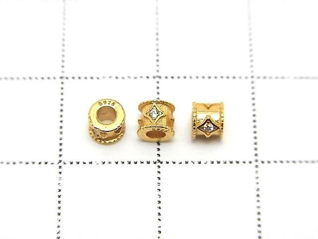 Silver925 ロンデル4×4×3.5mm(CZ付) 18KGP 2個 サムネイル2