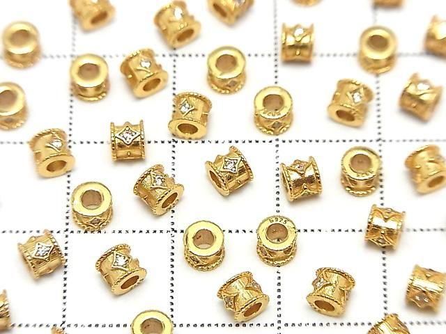 Silver925 ロンデル4×4×3.5mm(CZ付) 18KGP 2個 サムネイル4