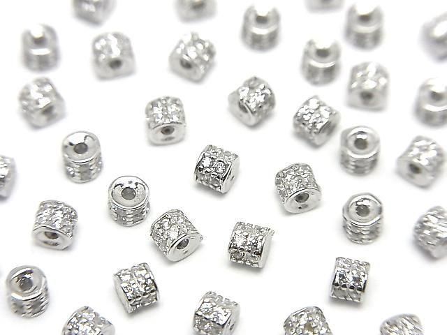 Silver925 ロンデル3×3×2.5mm(CZ付) ロジウム 3個の画像