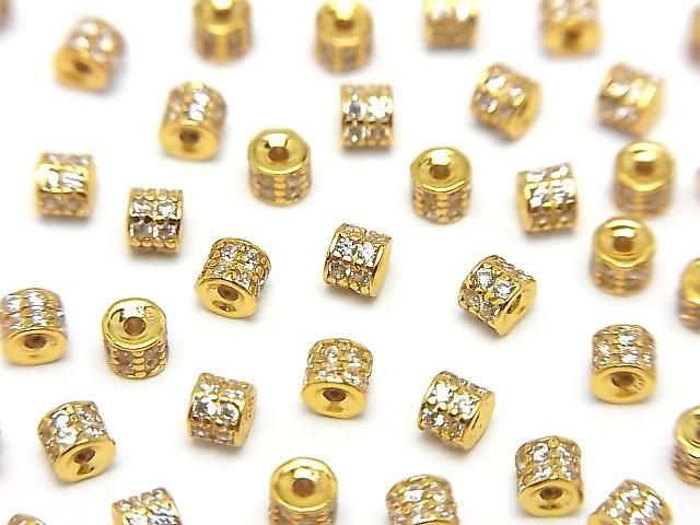 Silver925 ロンデル3×3×2.5mm(CZ付) 18KGP 3個の画像