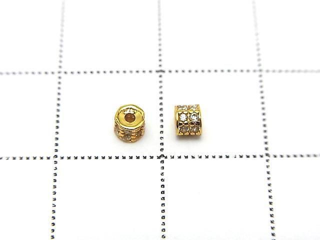 Silver925 ロンデル3×3×2.5mm(CZ付) 18KGP 3個 サムネイル2