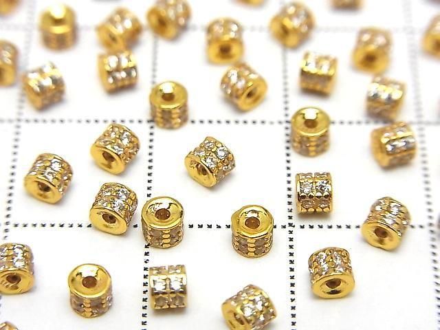 Silver925 ロンデル3×3×2.5mm(CZ付) 18KGP 3個 サムネイル3