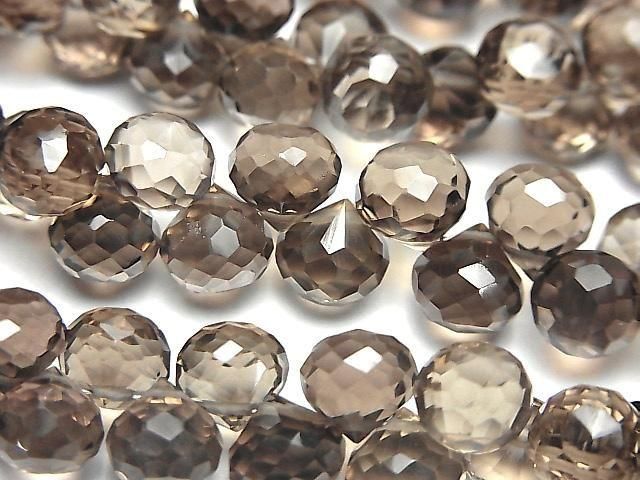 【動画】宝石質スモーキークォーツAAA オニオン ブリオレットカット 半連/1連(約18cm)の画像