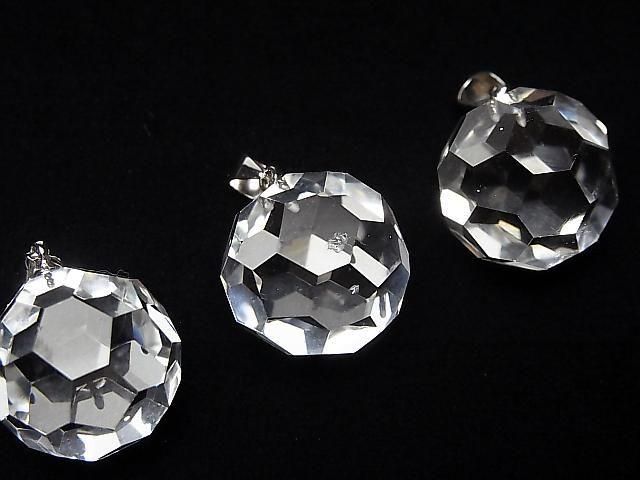 クリスタルAAA- 「バッキーボール」ラウンドカット18mm ペンダントトップ SV925製 1個の画像