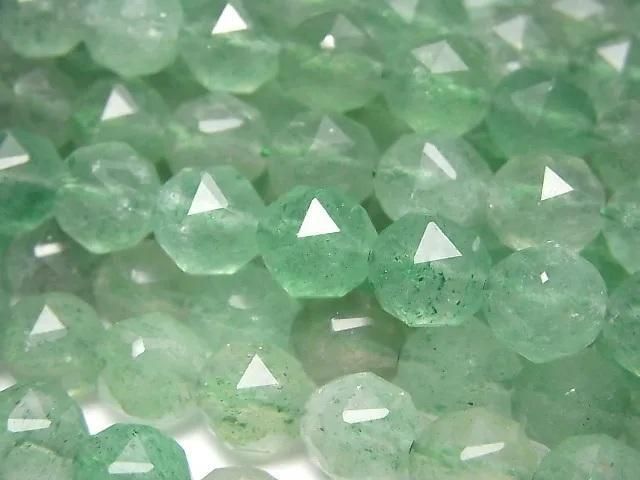 【動画】【素晴らしい輝き】グリーンアベンチュリン スターラウンドカット8mm 半連/1連(約37cm)の画像