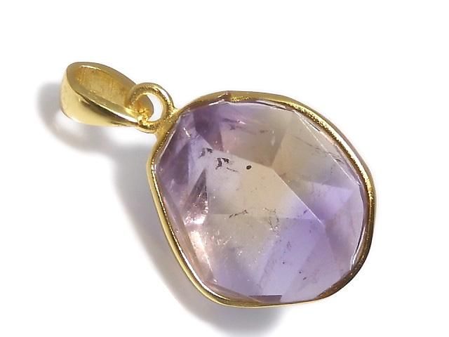 【動画】【1点もの】宝石質アメトリンAAA- カット入りペンダントトップ 18KGP製 NO.4の画像