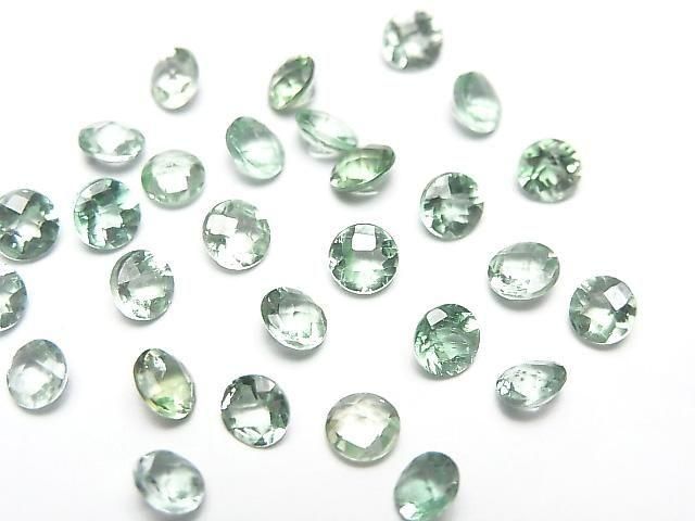 【動画】宝石質ブルーグリーンアパタイトAAA ルース ラウンド チェッカーカット4×4mm 4粒の画像