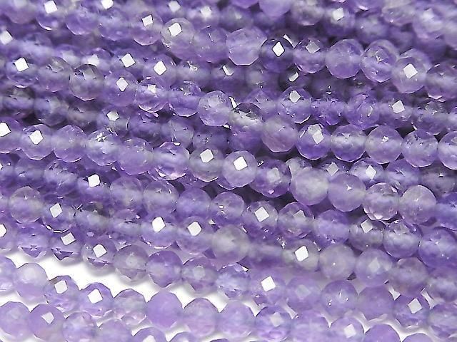【素晴らしい輝き】アメジストAA+ ラウンドカット3mm 1連(約36cm)の画像