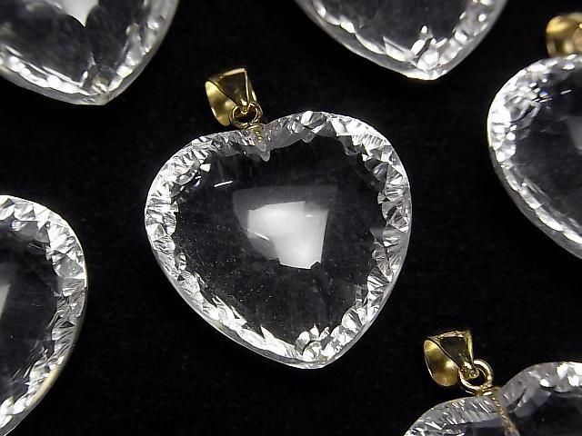 【動画】宝石質クリスタルAAA ハートカット ペンダントトップ20×20mm 18KGP製 1個の画像
