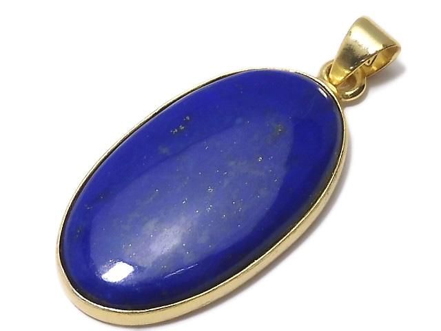 【動画】【1点もの】ラピスラズリAA++ ペンダントトップ 18KGP製 NO.106の画像