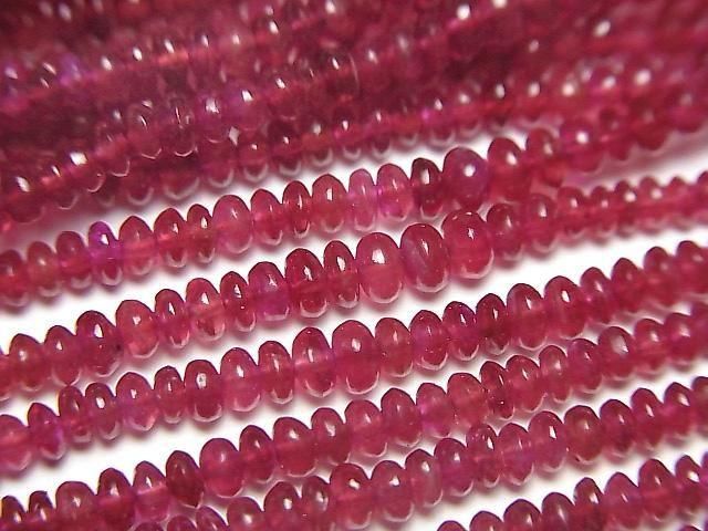 【動画】ロンギド産宝石質ルビーAAA ロンデル(ボタン) 半連/1連(約42cm)の画像