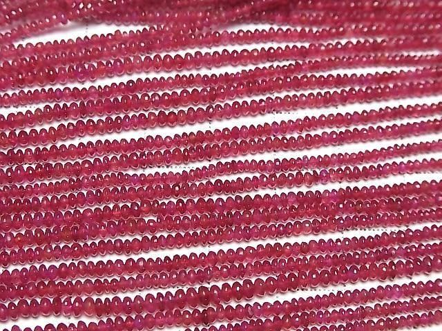【動画】ロンギド産宝石質ルビーAAA ロンデル(ボタン) 半連/1連(約42cm) サムネイル3