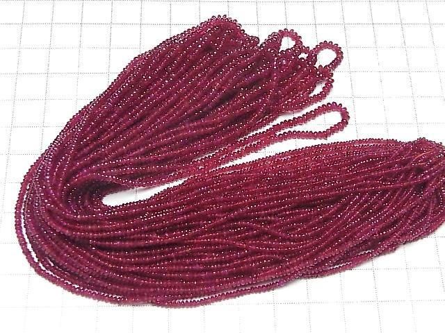 【動画】ロンギド産宝石質ルビーAAA ロンデル(ボタン) 半連/1連(約42cm) サムネイル4