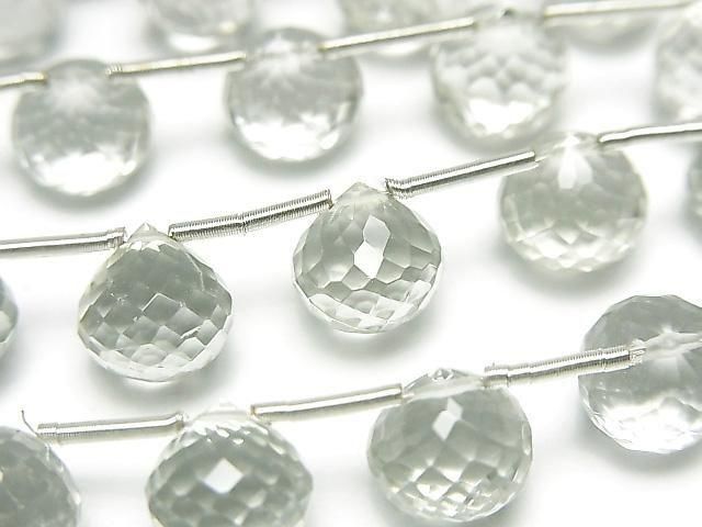 【動画】宝石質グリーンアメジストAAA オニオン ブリオレットカット 1連(8粒)の画像