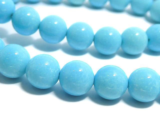 【動画】【1点もの】アリゾナ産スリーピングビューティーターコイズAAAA ラウンド6mm 1連(約39cm) NO.1の画像