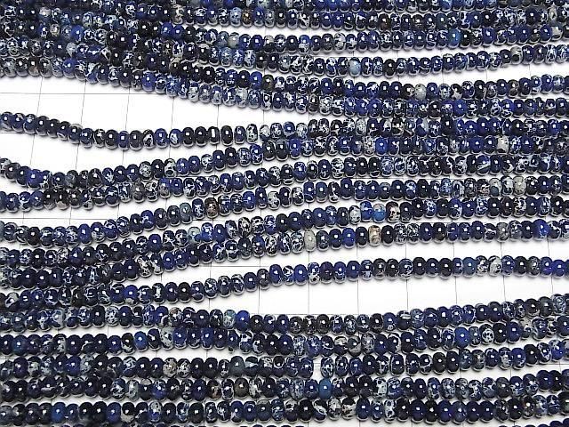 【動画】ネイビーカラーカオリン ロンデル(ボタン)4×4×2.5mm 1連(約38cm) サムネイル3