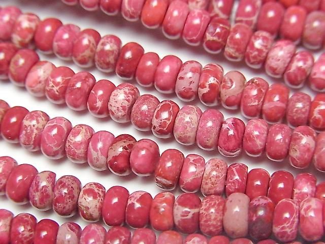 【動画】レッドカラーカオリン ロンデル(ボタン)4×4×2.5mm 1連(約38cm)の画像