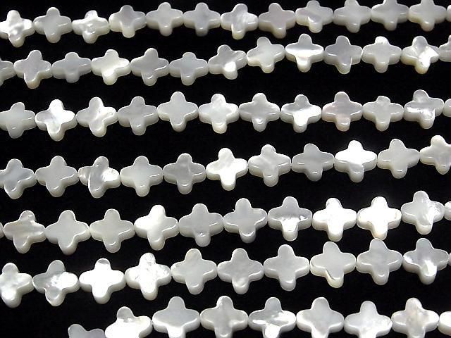 【動画】高品質ホワイトシェル(白蝶貝)AAA クロス8×8mm 1/4連~1連(約38cm) サムネイル3