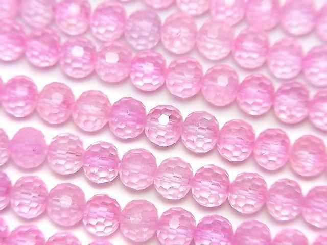 【動画】【素晴らしい輝き】ピンクトパーズAA++ 128面ラウンドカット5mm 1連(約36cm)の画像