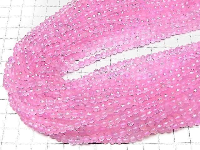 【動画】【素晴らしい輝き】ピンクトパーズAA++ 128面ラウンドカット5mm 1連(約36cm) サムネイル4