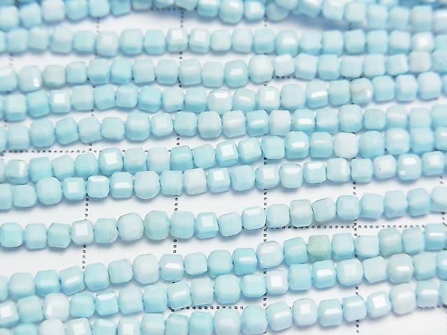 【動画】【素晴らしい輝き】マグネサイトターコイズ 極小キューブカット2.5×2.5×2.5mm 1連(約36cm) サムネイル2