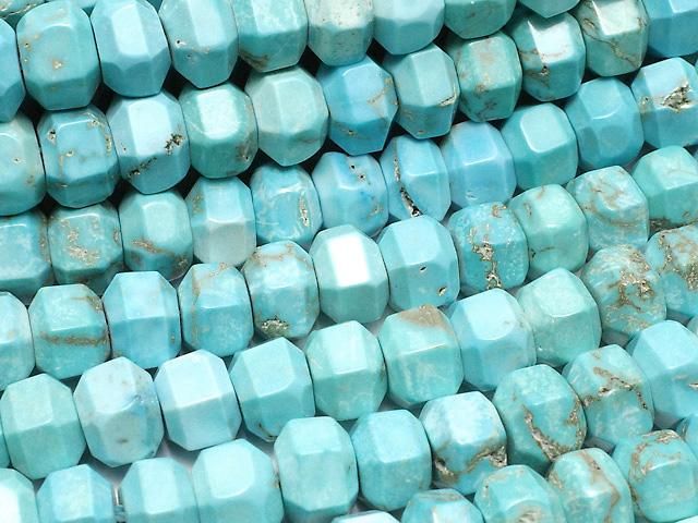 【動画】マグネサイトターコイズ 六角形ロンデル(ヘイシ)7×7×5mm 1連(約36cm)の画像