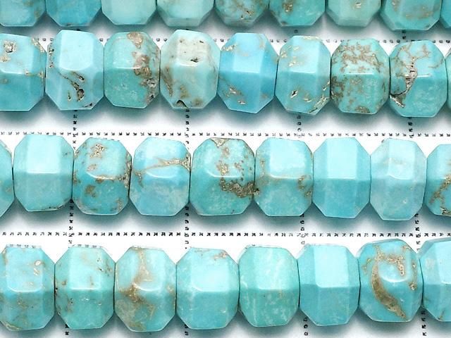 【動画】マグネサイトターコイズ 六角形ロンデル(ヘイシ)7×7×5mm 1連(約36cm) サムネイル2