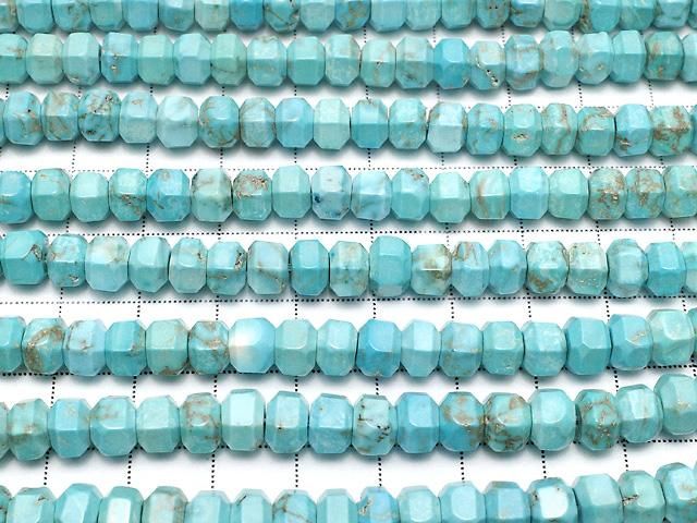 【動画】マグネサイトターコイズ 六角形ロンデル(ヘイシ)7×7×5mm 1連(約36cm) サムネイル3