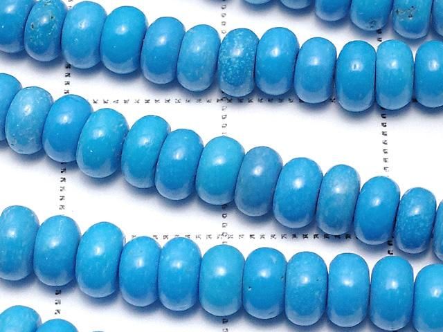 【動画】マグネサイトターコイズ ロンデル(ボタン)4×4×2mm 【ブルー】 1連(約38cm) サムネイル2