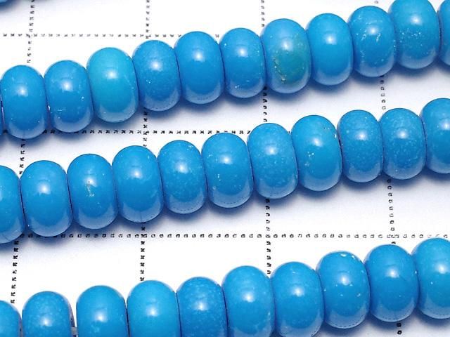 【動画】マグネサイトターコイズ ロンデル(ボタン)6×6×3mm 【ブルー】 1連(約38cm) サムネイル2