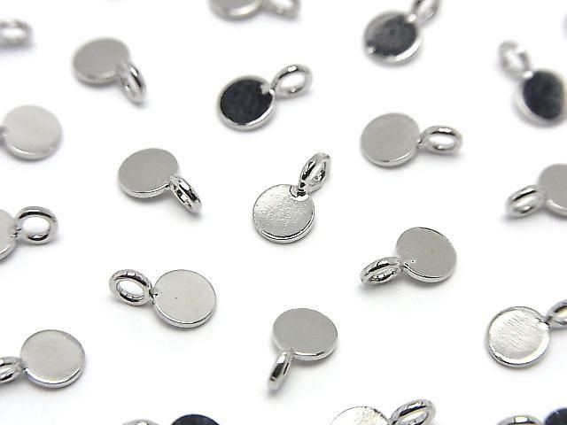 メタルパーツ コイン型チャーム7×4mm シルバーカラー 5個の画像