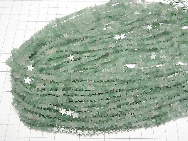 【動画】グリーンアベンチュリン スター(星)6×6mm 1連(約35cm) サムネイル4