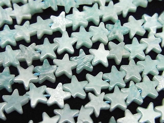 【動画】モザンビーク産アマゾナイトAA スター(星)6×6mm 1連(約36cm)の画像