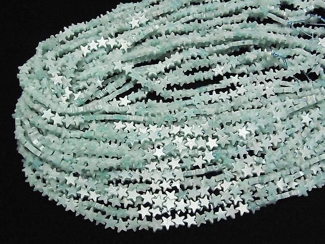 【動画】モザンビーク産アマゾナイトAA スター(星)6×6mm 1連(約36cm) サムネイル4