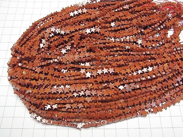 【動画】レッドジャスパー スター(星)6×6mm 1連(約36cm) サムネイル4