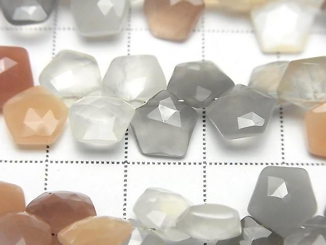 【動画】宝石質マルチカラームーンストーンAAA- ペンタゴン ブリオレットカット 半連/1連(約16cm) サムネイル2