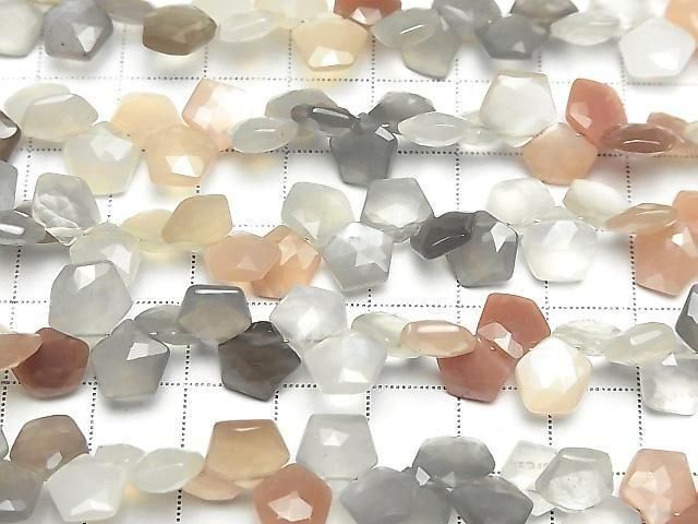 【動画】宝石質マルチカラームーンストーンAAA- ペンタゴン ブリオレットカット 半連/1連(約16cm) サムネイル3